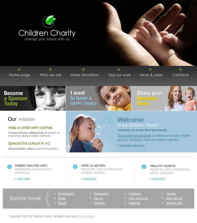 See your page. Charity Templates.
