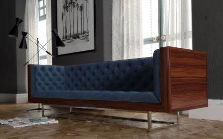 Milo Baughman Velvet Sofa Model