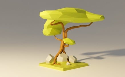 Low Poly Jungle Tree Model
