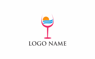 Wine line abstrac Logo Template
