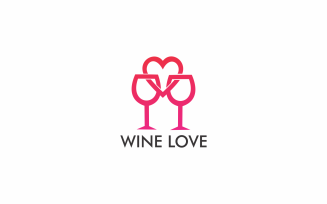 Wine Love flat Logo Template