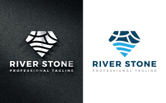 Diamond Edge River Stone Logo Design