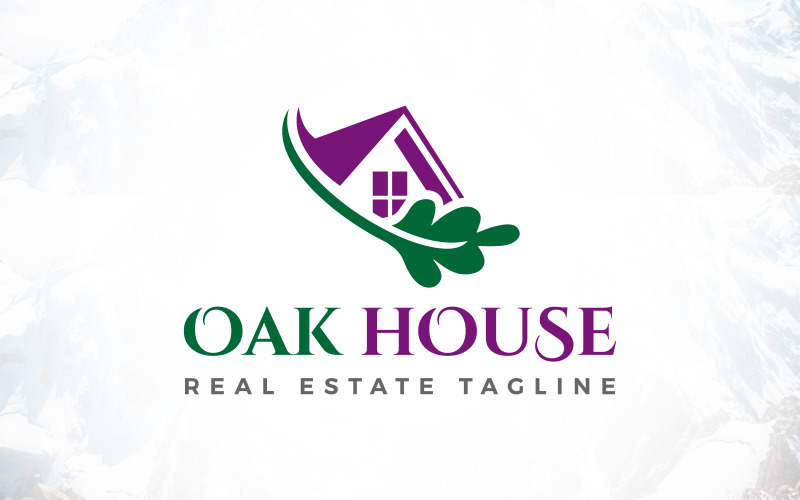 Oak House Green Real Estate Logo Design Logo Template