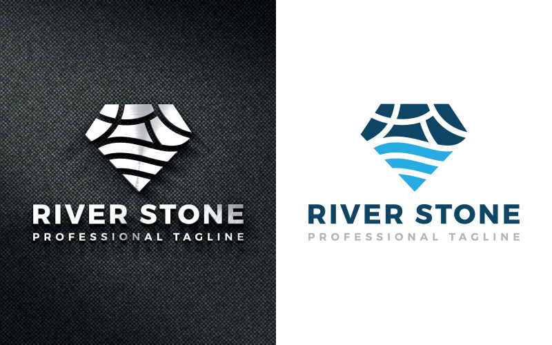 RIVER STONE DIAMOND LOGO DESIGN Logo Template