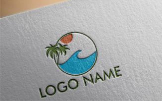 Beach flat Logo Template