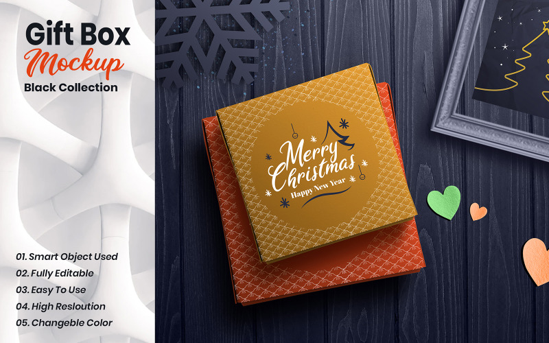Christmas Gift Box product mockup Product Mockup