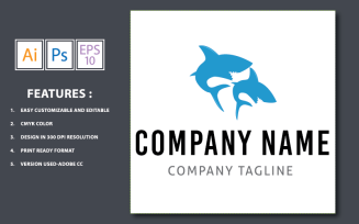 Shark Flat Design Logo Template