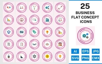 25 Business Flat Concept Icon Set
