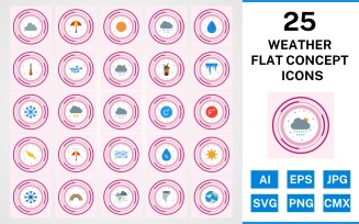 25 Weather Flat Concept Icon Set