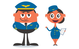Pilot and Air Hostess - Illustration