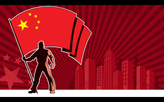 Flag Bearer China Background - Illustration