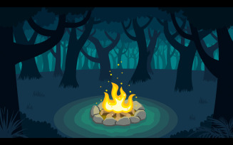 Forest Campfire - Illustration