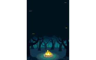 Forest Campfire Poster - Illustration