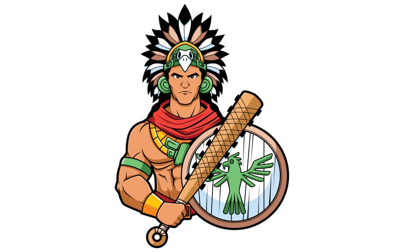 Aztec Warrior Mascot - Illustration