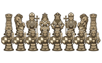 Chess Cartoon Figures White - Illustration