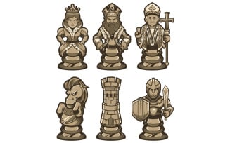 Chess Pieces Set White - Illustration