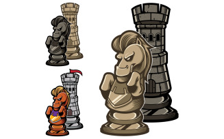 Chess Rook and Knight - Illustration