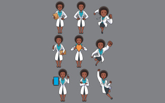 Doctor African Female Set - Illustration