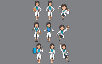 Doctor Asian Female Set - Illustration