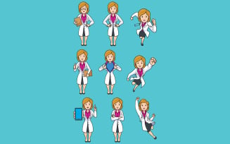 Doctor Caucasian Female Set - Illustration