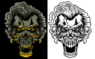 Evil Skull with Hair - Illustration