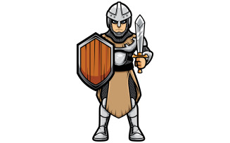 Medieval Soldier on White - Illustration