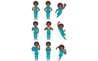 Nurse African Female Set - Illustration