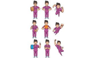 Nurse Asian Male Set - Illustration