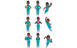 Nurse Indian Female Set - Illustration