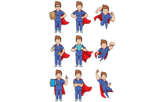 Super Nurse Caucasian Male Set - Illustration