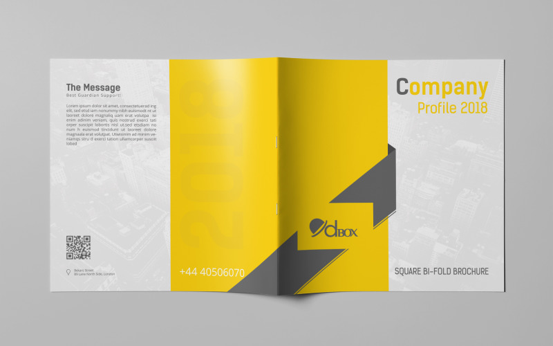 Bi-fold Square Brochure - Corporate Identity Template