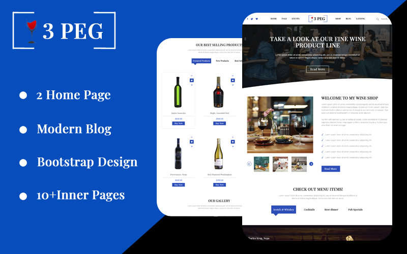 3PAG - Wine Landing PSD Template