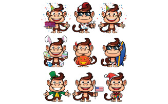 Monkey Holiday Set - Illustration