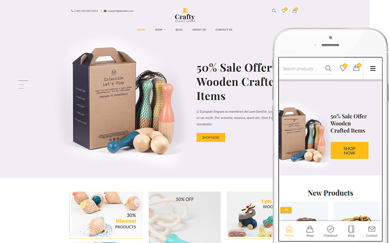 "Crafty - A Clean, Minimalist" Responsive WooCommerce Thema №144041