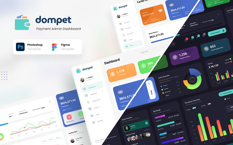 Dompet - Payment Admin Dashboard UI Template UI Element