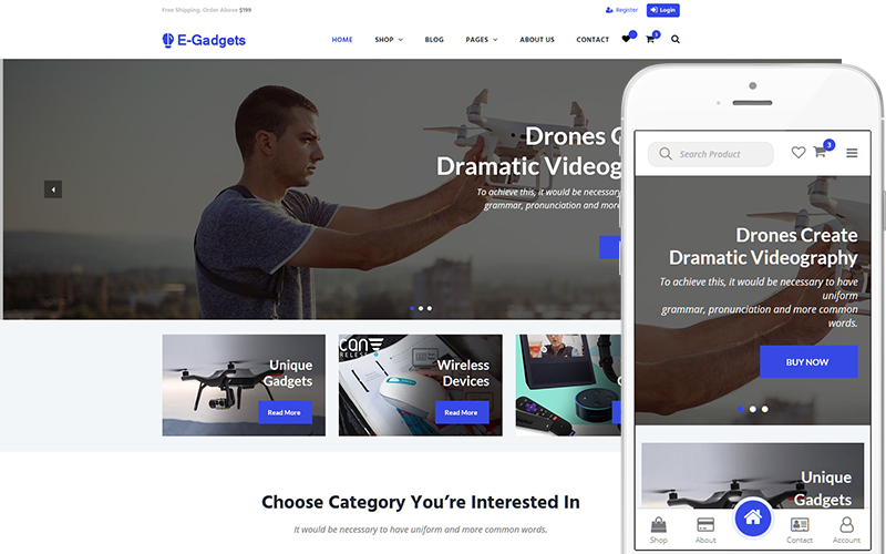 "E-Gadgets - Technology & Gadgets" thème WooCommerce adaptatif #144039