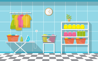 Laundromat Clothes Interior - Illustration