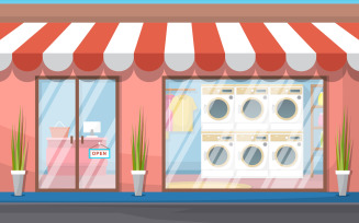 Laundromat Clothes Washing - Illustration