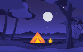 Summer Camping Adventure - Illustration