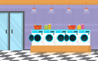 Washing Machine Laundromat - Illustration