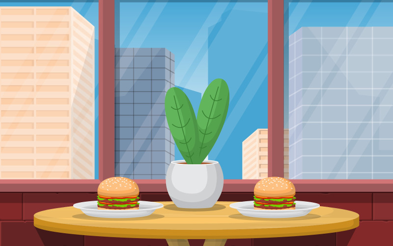 Snack on Restaurant Table - Illustration