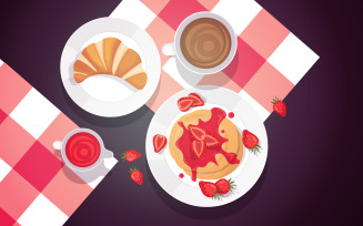 Bread Pancake Strawberry - Illustration