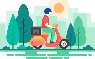 Man Riding Motorcycle - Illustration