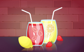 Strawberry Lemon Juice - Illustration