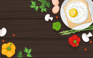 Vegetables Eggs Bread - Illustration