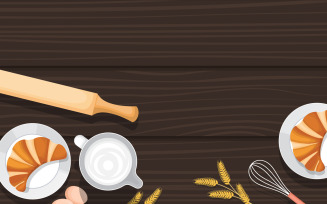 Wooden Table Food - Illustration