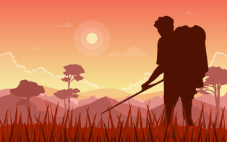 Cultivating Rice Field - Illustration