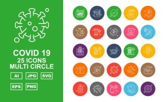 25 Premium Covid 19 Multi Circle Icon Set