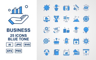 25 Premium Business Blue Tone Icon Set