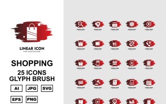 25 Premium Business Glyph Brush Icon Set
